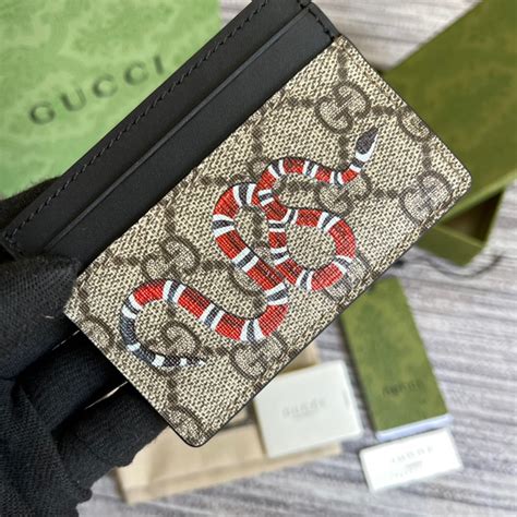 gucci card case gg supreme kingsnake print beige ebony|GG Supreme Beige Kingsnake Print Card Case .